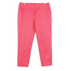 Worthington Women's Modern Fit Coral Red Pants Size 16 Slim Leg Cuffed Hem NWOT‎